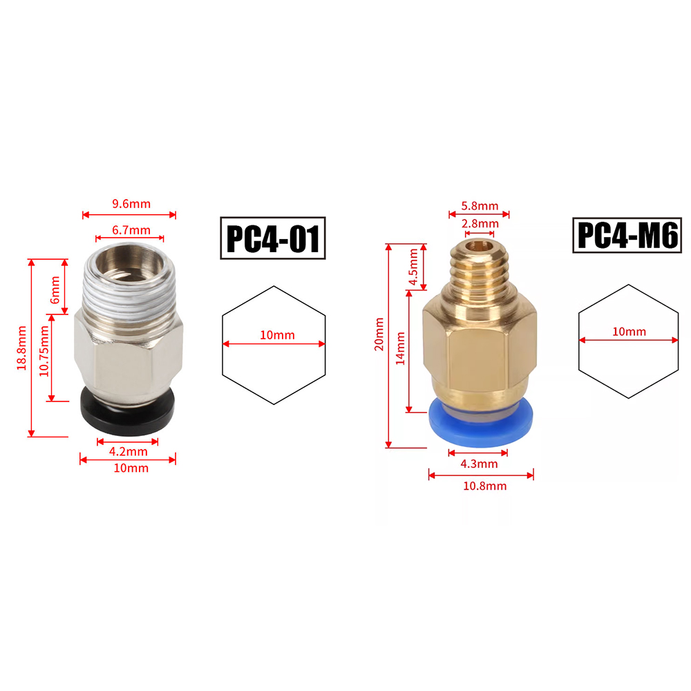 Ptfe Tape Thread - 10 sztuk/partia Złączki pneumatyczne PC4-M10 do